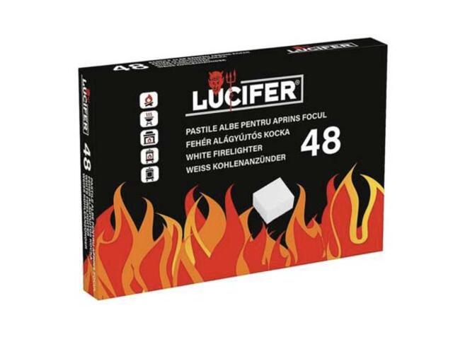 Set 48 pastile pentru aprins focul Lucifer, kerosen, Alb