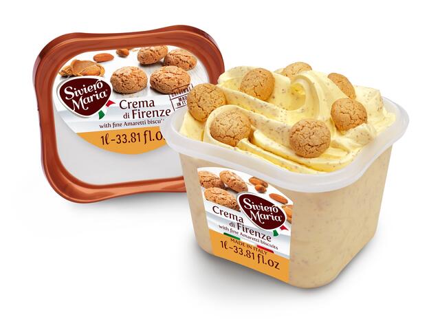 Inghetata cu aroma de frisca cu biscuiti amaretti si granule de amaretti 1L Siviero Maria