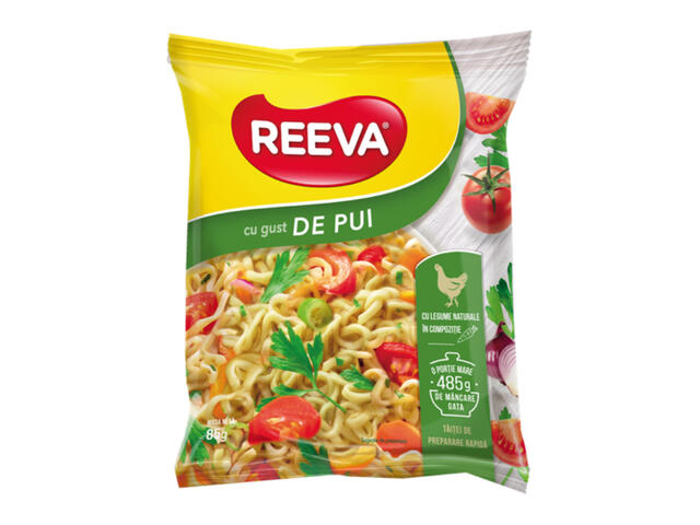 REEVA Taitei de preparare rapida cu gust de pui, plic 85 g, 20 buc/bax