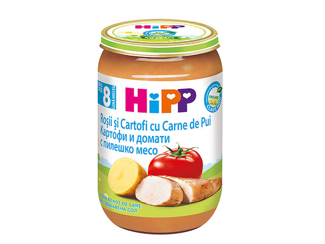 Meniu Eco Hipp Pui, Rosii si Cartofi, 220 g