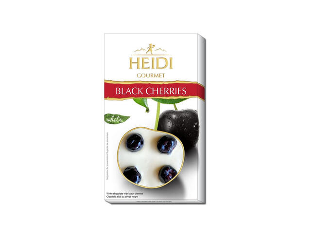 Ciocolata alba cu cirese Heidi Gourmet Black Cherries, 100 g