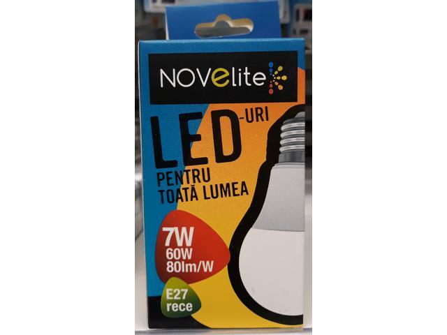 Bec LED A60 7W / E27 6500K rece Novelite