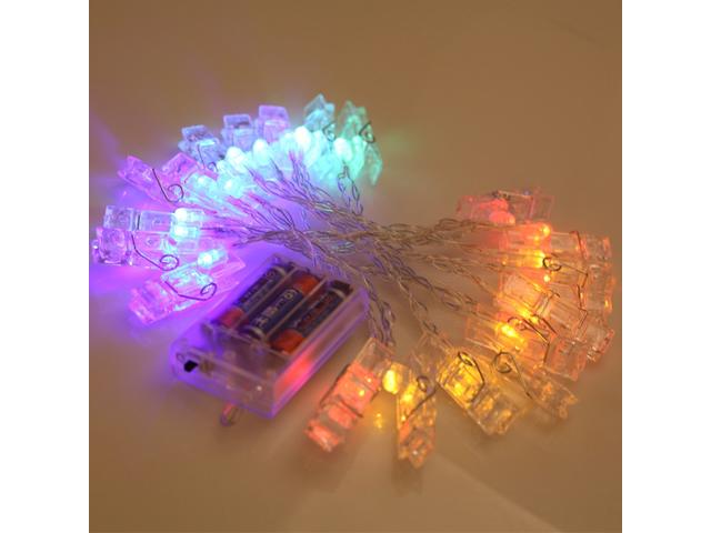 Decoratiuni clipsuri cu led multicolor ,  3 m 20 LED-uri, pentru fotografii perete, Craciun, petreceri