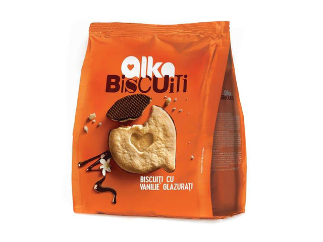 Biscuiti Alka glazurati cu vanilie, 180 g