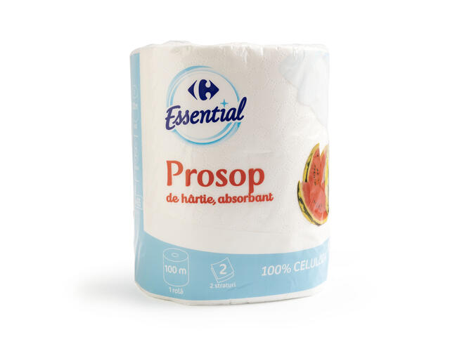 Prosop Hartie Monorola Carrefour Essential 100M, 2 Straturi