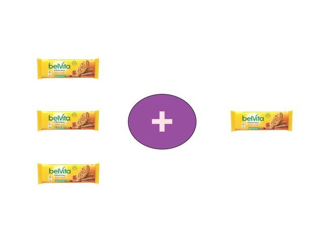 Belvita Biscuiti cu cereale, miere, alune si bucatele de ciocolata 50g, 4 la pret de 3
