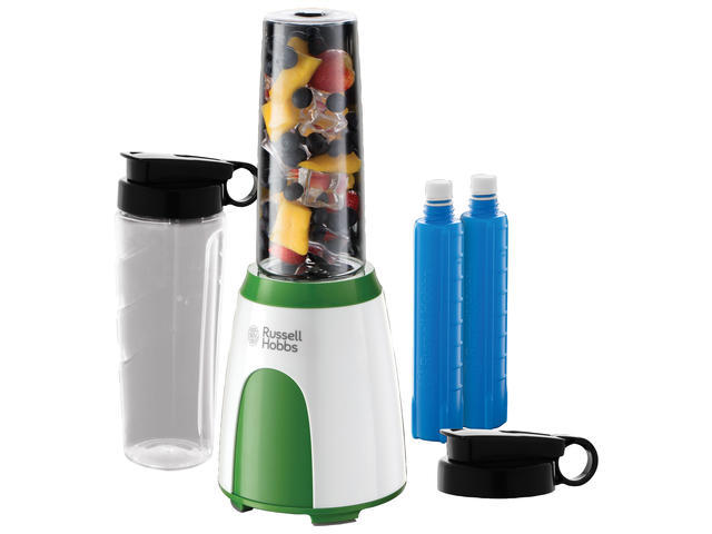 Blender Russell Hobbs Explore Mix & Go Cool, 0.6 L, 300 W, Alb / Verde