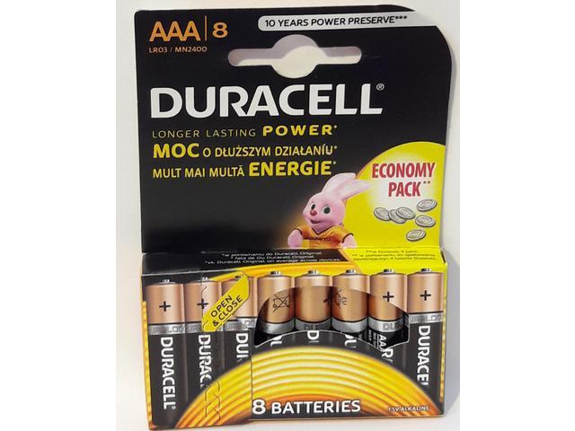 Baterii Alcaline AAA(LR03) 1.5V Duracell 8buc