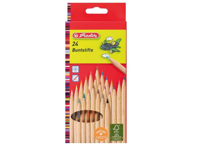 Creioane colorate, 24bucati, Herlitz Natur