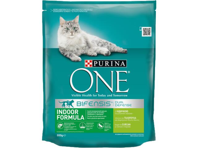 Purina One Adult Indoor Cu Curcan Si Cereale Integrale, Hrana Uscata Pentru Pisici, 800 G