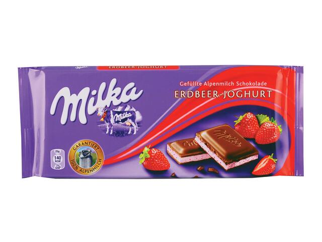 Milka Ciocolata iaurt si capsuni 100g