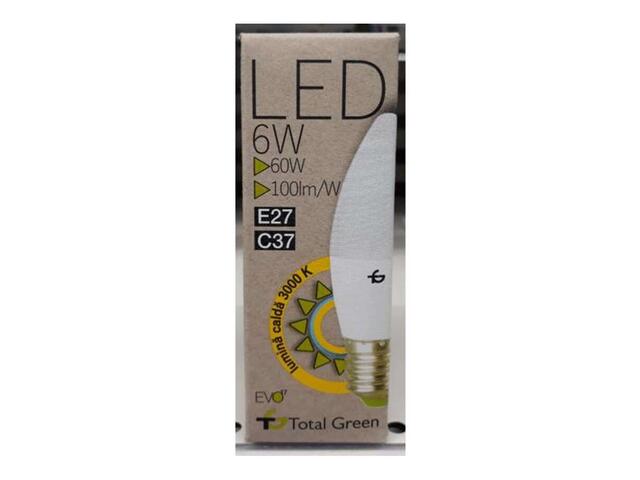 Bec LED EVO LUM B35 Total Green, 6W, soclu E27, 3000 K