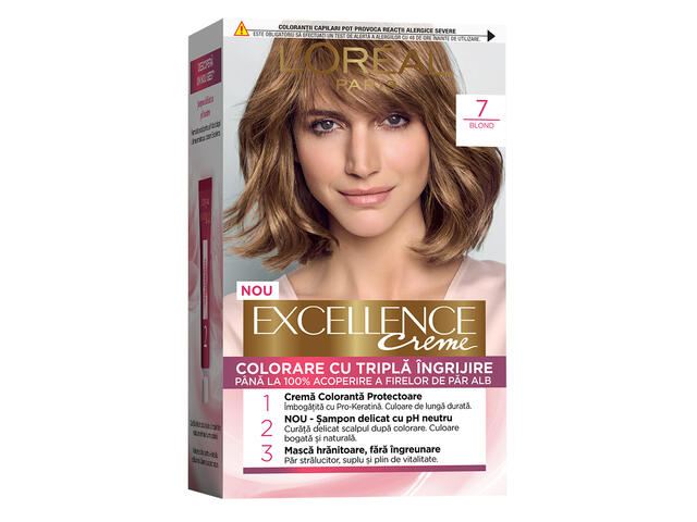 Vopsea de par permanenta cu amoniac L'Oréal Paris Excellence 7 Blond 192 ML