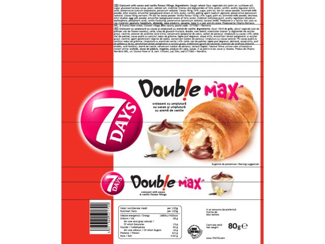 7Days Double Max Croasant cu crema cu cacao & crema cu aroma de vanilie 80g
