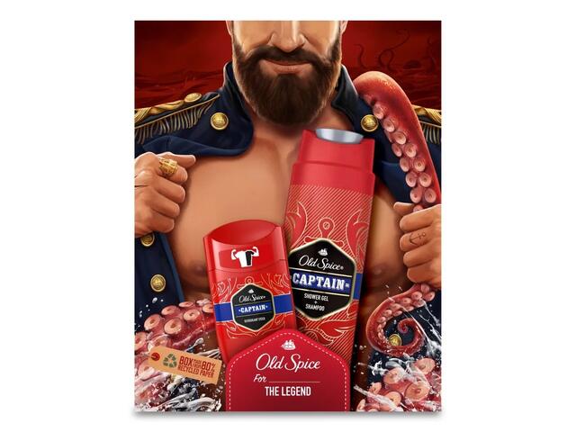 Set Cadou Old Spice Dark Captain: Deodorant solid, 50 ML + Gel de dus, 200 ML