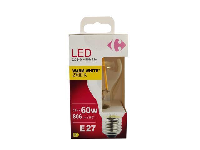 Bec LED Carrefour, E27, 806 lm, 2700 K, 5.9 W (60 W)