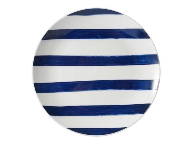 Farfurie desert Carrefour Home, portelan, 18 cm, Alb/Albastru