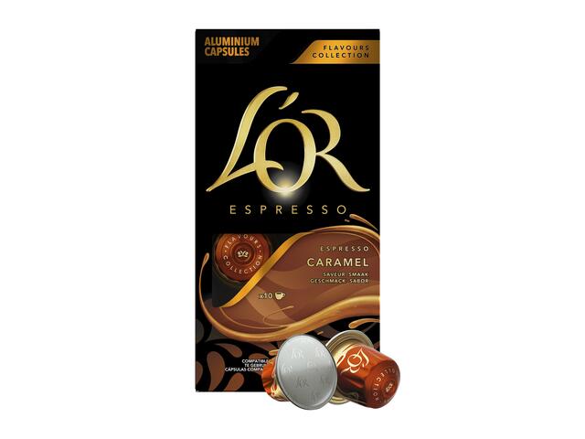 Cafea capsule L'OR Espresso Caramel, 10 bauturi x 45 ml, compatibile cu sistemul Nespresso Original®*, 52 g