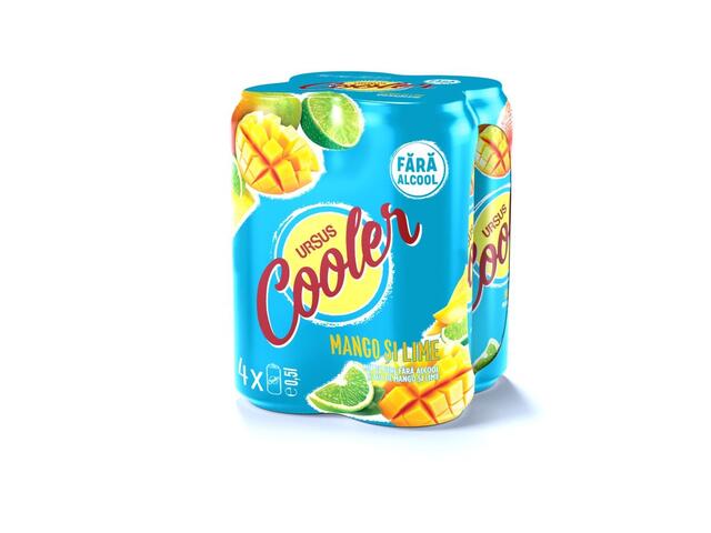 Ursus Cooler Mango Si Lime Fara Alcool Doza 4 X 500 ML