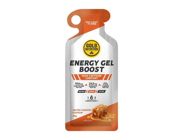 Gel energizant cu cafeină și gust  caramel sărat Boost Plus GoldNutrition, 40 g