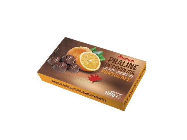 Praline de ciocolata Auchan cu crema de portocale, 150 g