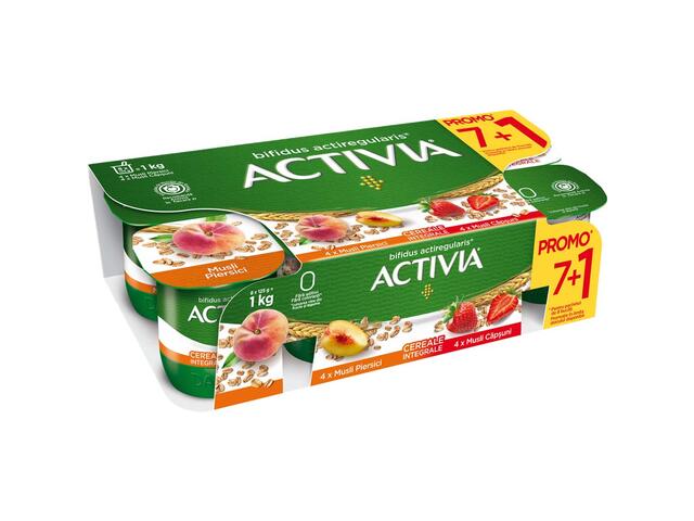 Iaurt capsuni/piersici 125 g 7+1 Activia