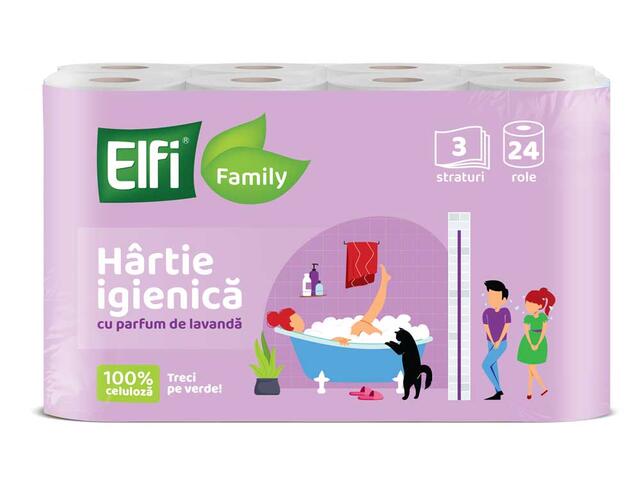 Hartie Igienica Elfi Family Lavanda 24 Role 3 Straturi 120 Foi