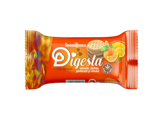 Biscuiti Digesta cu cereale, stafide, portocale si Lamaie 84 g