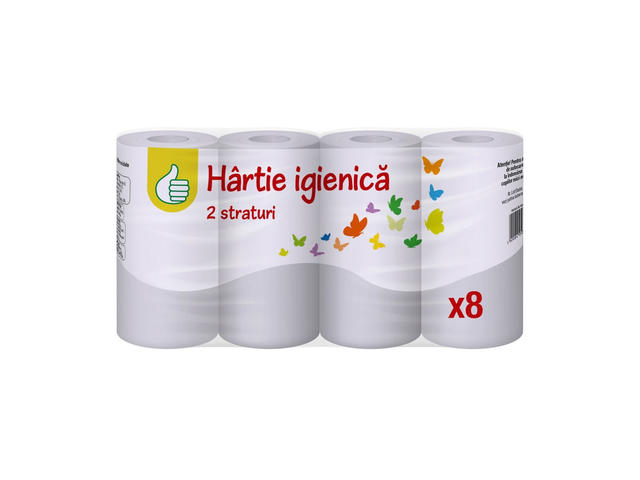 Hartie igienica reciclata Pouce, 8 role, 2 straturi