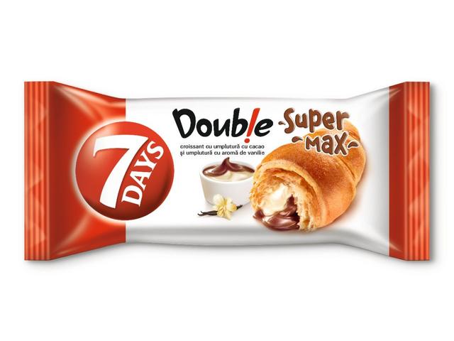 7Days Double Super Max Croasant cu crema cu cacao si crema cu aroma de vanilie 110g