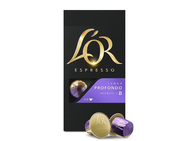 Cafea capsule L'OR Espresso Lungo Profondo, 10 bauturi x 110 ml, compatibile cu sistemul Nespresso Original®*, 52 g