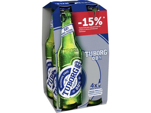 Tuborg fara alcool Sticla 4x0.33L