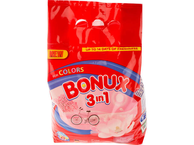 Bonux Colors 3 in 1 Pure Magnolia detergent automat de rufe pudra 2 kg