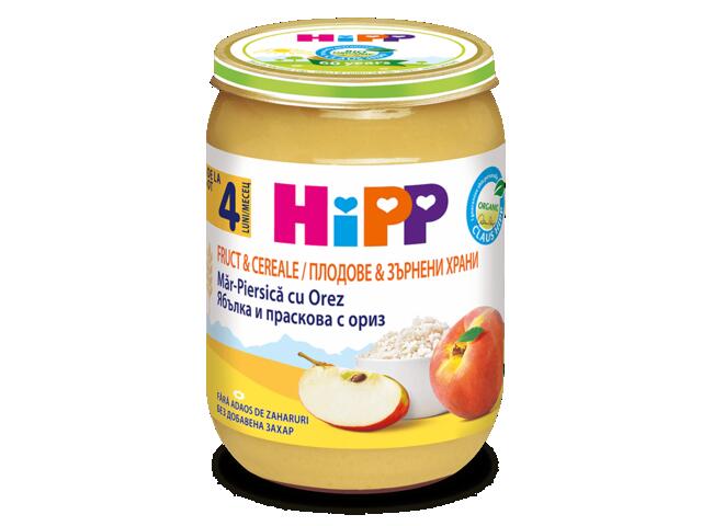 Piure de fructe, cereale si orez Hipp ECO 190g