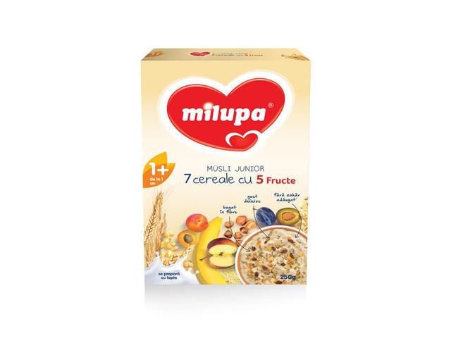 Cereale Milupa Musli Junior 7 cereale cu 5 fructe, 250 g