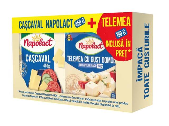 Napolact Cascaval 450g+Telemea Domol 150g