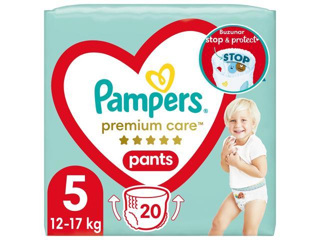 Scutece chilotel Premium Care Pants Marimea 5 12-17kg 20 bucati Pampers