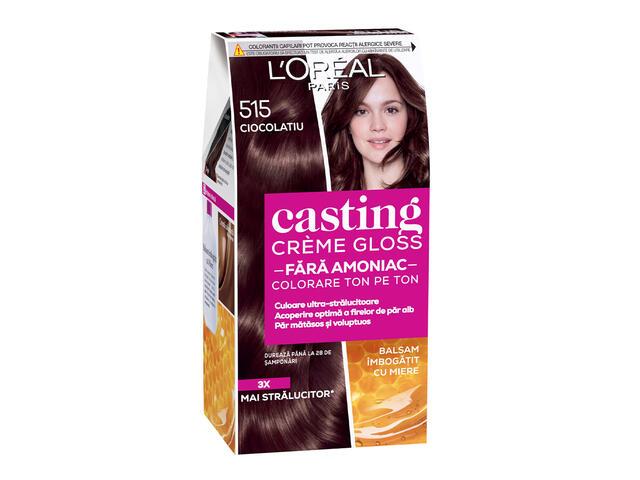 Vopsea de par semi-permanenta fara amoniac L'Oreal Paris Casting Crème Gloss 515 Ciocolatiu, 180ML