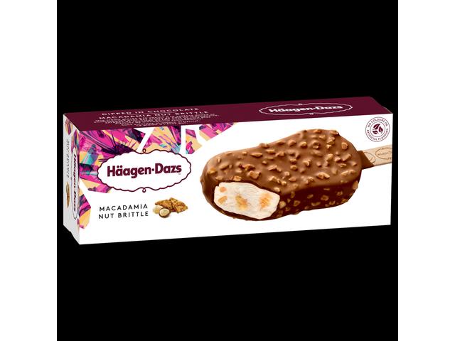 Inghetata de vanilie cu glazura de ciocolata belgiana si nuci macadamia 70 g Haagen-Dazs