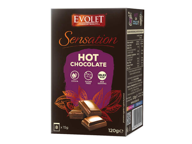 Ciocolata calda Evolet Sensation fara zahar, 120 g