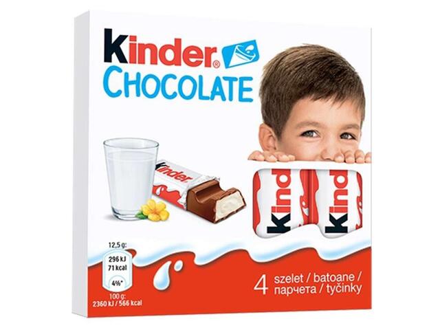 Kinder Chocolate Batoane de ciocolata cu lapte  cu crema de lapte  ambalate individual 50 g