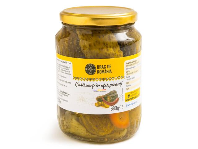 Castraveti picanti in otet 680g Drag de Romania