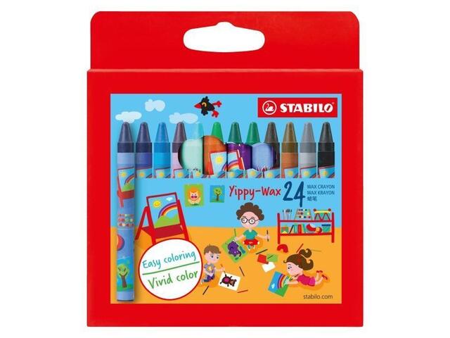 Creioane cerate Stabilo YippyWax, 24buc/set, plastic #SW28241