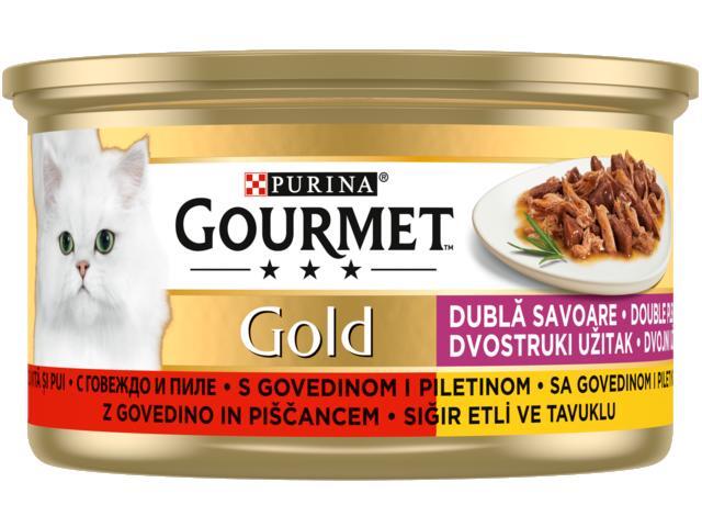 Gourmet  Gold Duo, cu Vita si Pui, hrana umeda pentru pisici, 85 g