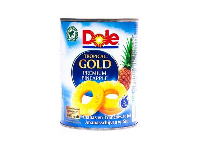 Felii de ananas in suc propriu Dole Gold, 567  g