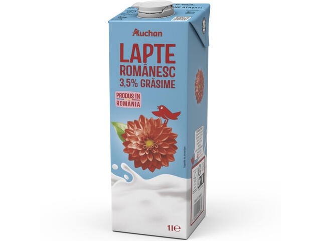 Lapte de consum integral Auchan, 3.5% grasime, 1 l
