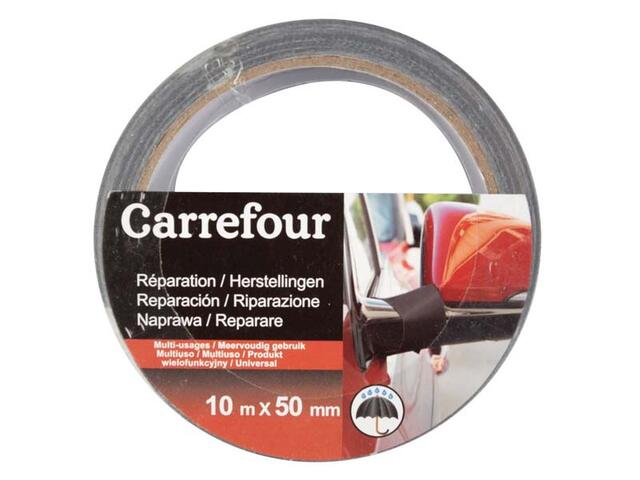 Banda adeziva pentru reparatii Carrefour, 10 m x 50 mm, Negru