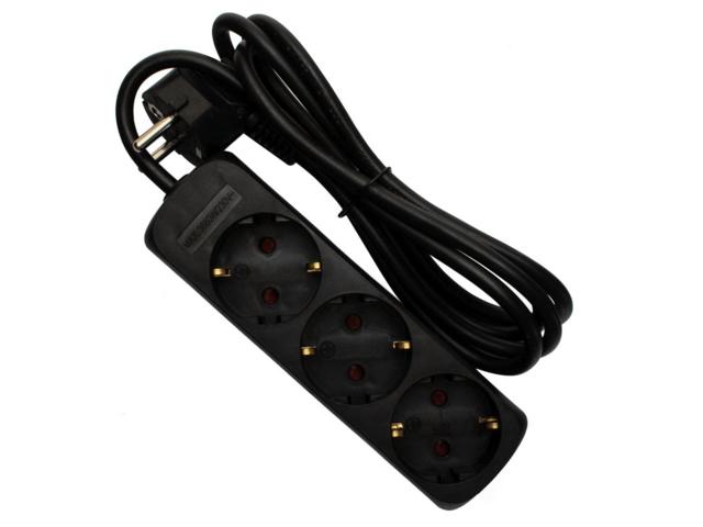 Prelungitor Strohm, 3 prize, protectie copii, 3 x 1 mm, 1,5 m, negru