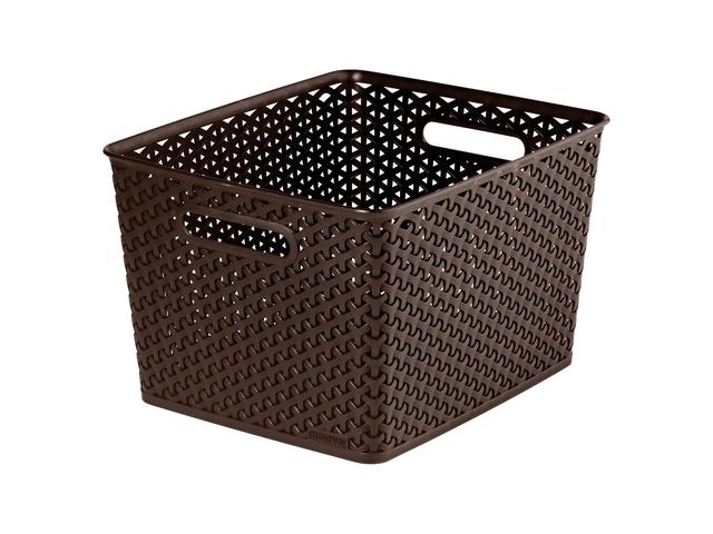 Cutie depozitare, tip rattan, plastic, maro, 18 l, 335 x 295 x 220 mm