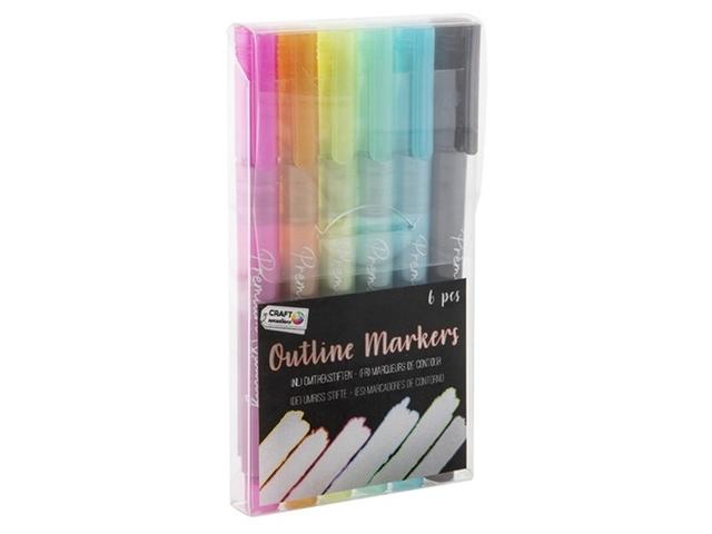 Markere colorate pentru contur Craft Sensations, 6 buc/set